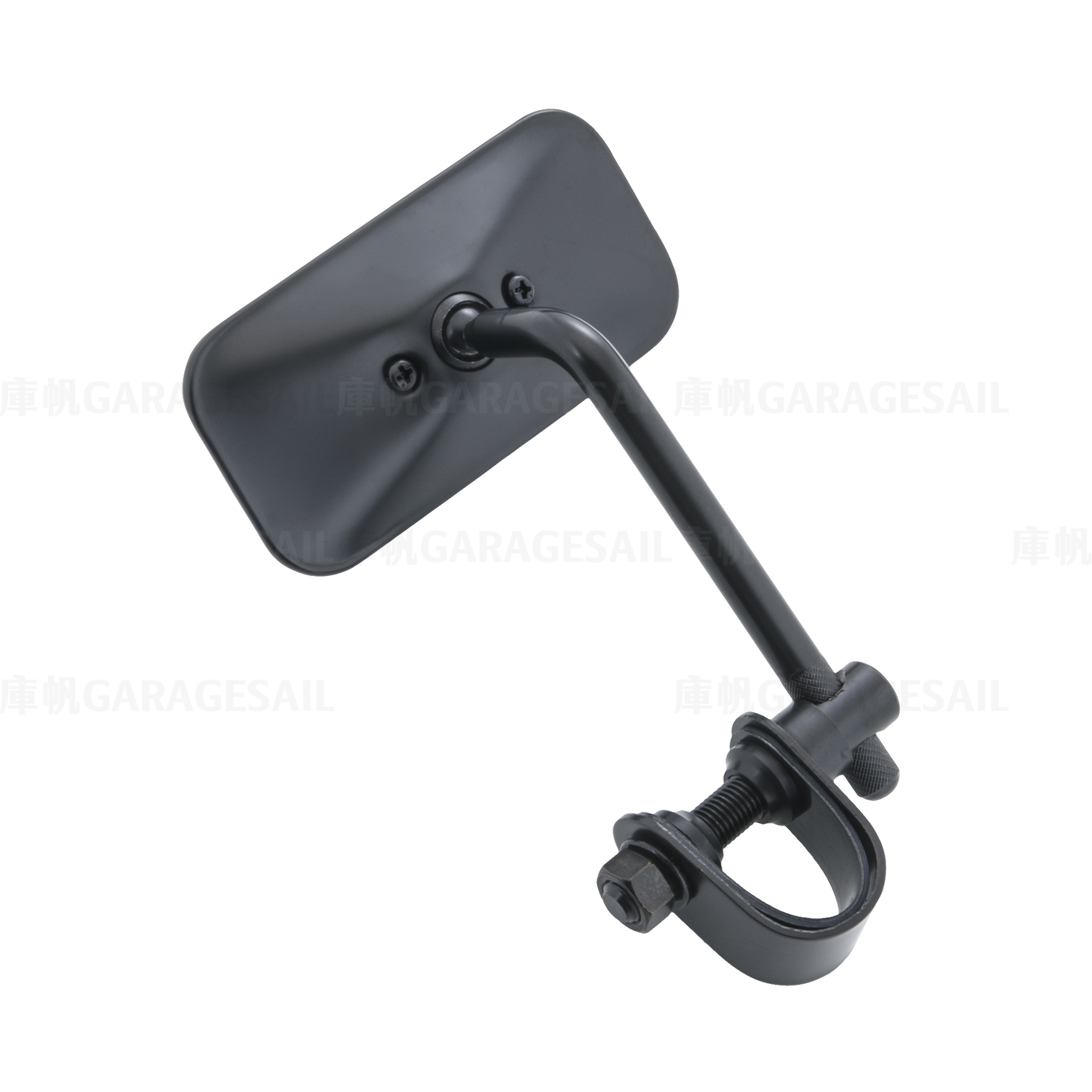 短桿 夾式 後照鏡 小長方 黑