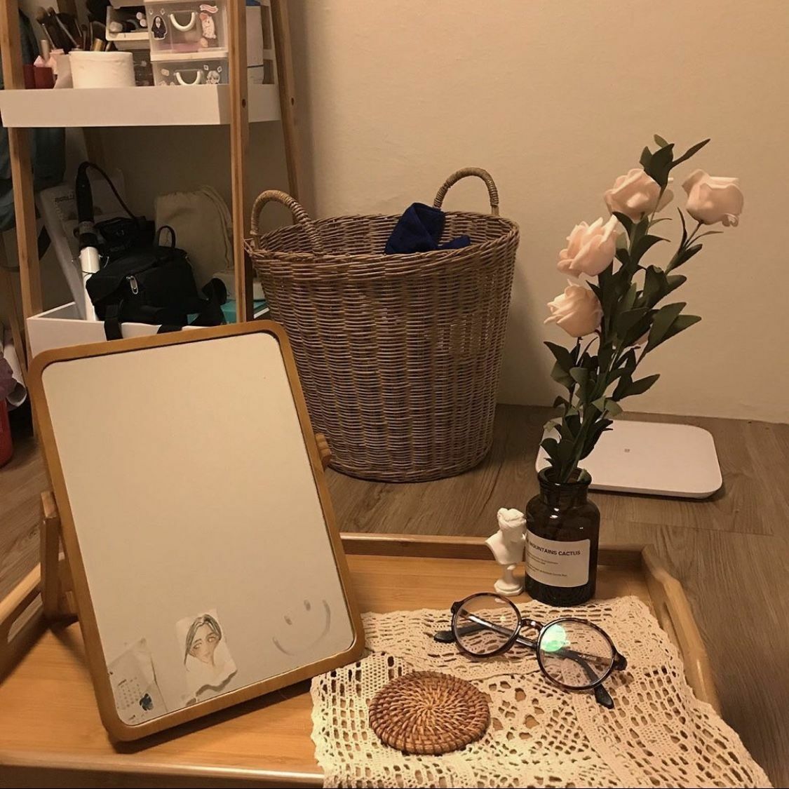 《2904》簡約原木竹製可折疊化妝鏡