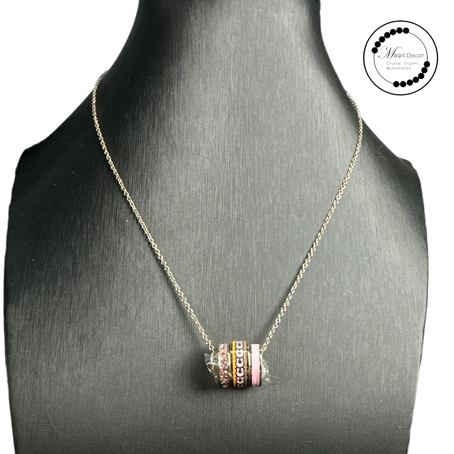 Coach Signature Triple Ring Pendant Necklace 頸鏈 (粉紅)