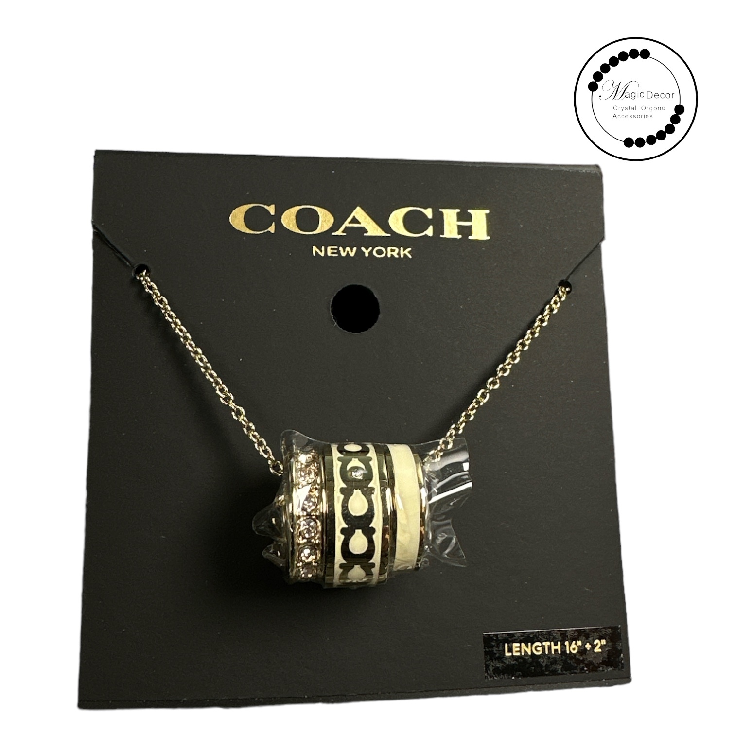 Coach Signature Triple Ring Pendant Necklace 頸鏈 (白)