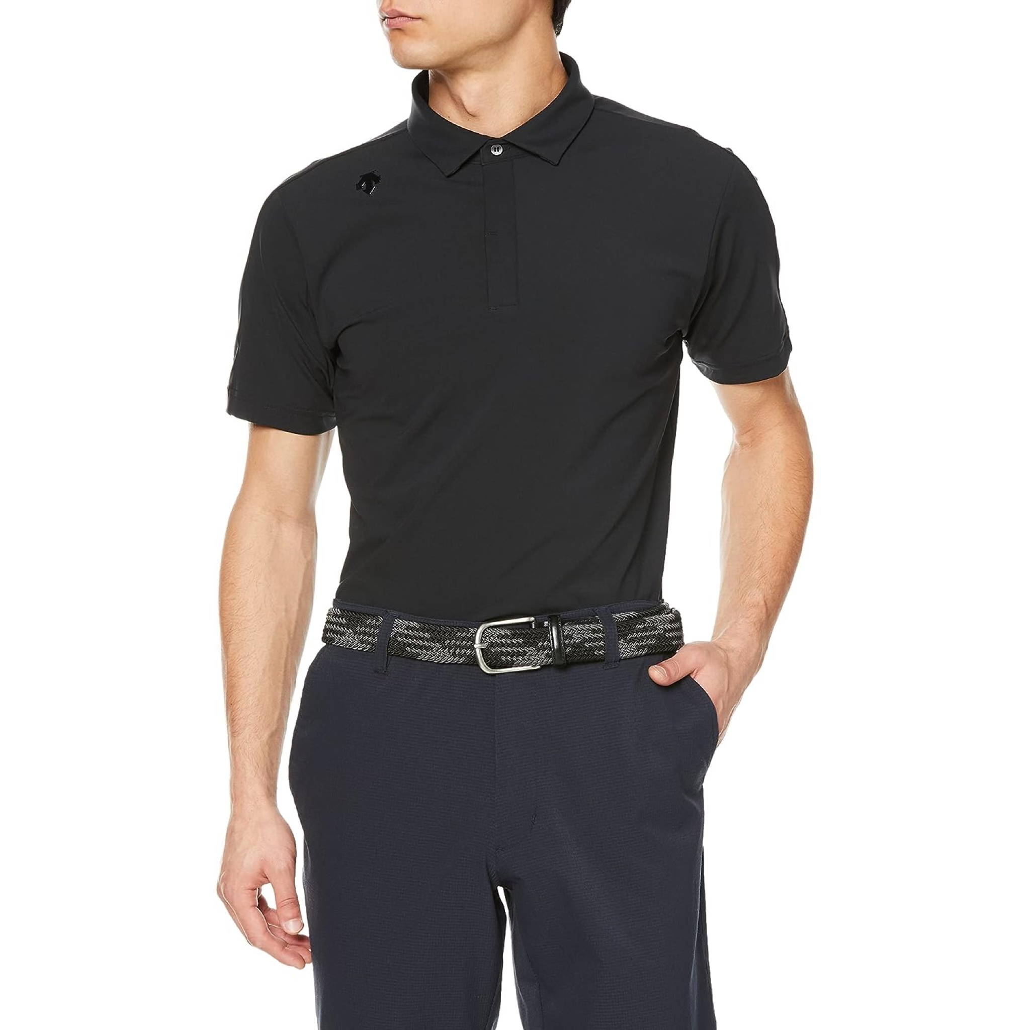 【💥日本直送】DESCENTE polo衫 運動上衣 短袖襯衫 彈力 吸汗 速乾 男士 黑色