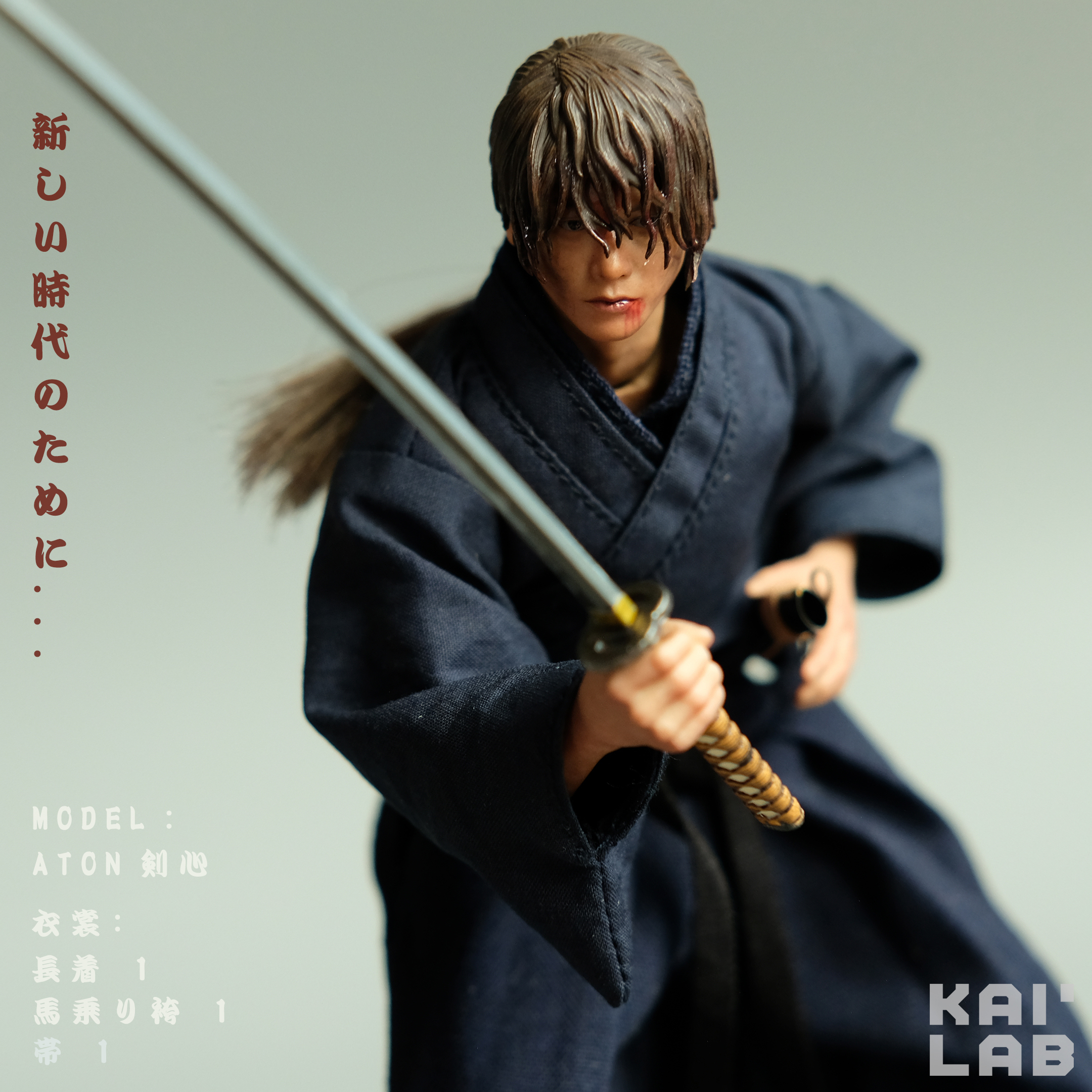 KAI LAB- Kenxin Blue Kimono Costume (For Aton/ Mezco)