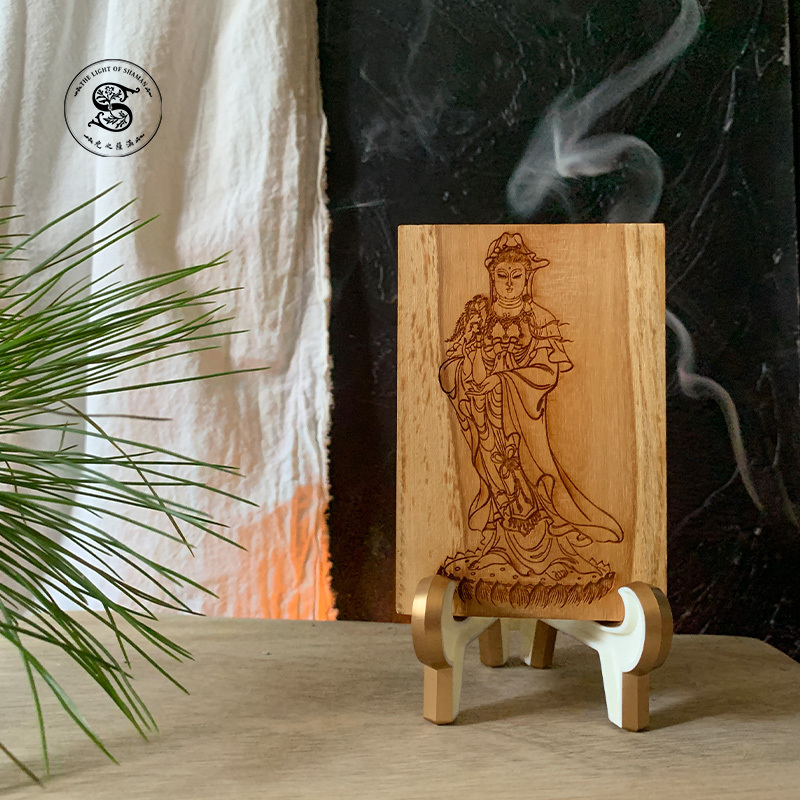 野生波羅蜜雷劈木 觀音立牌 （附支架）