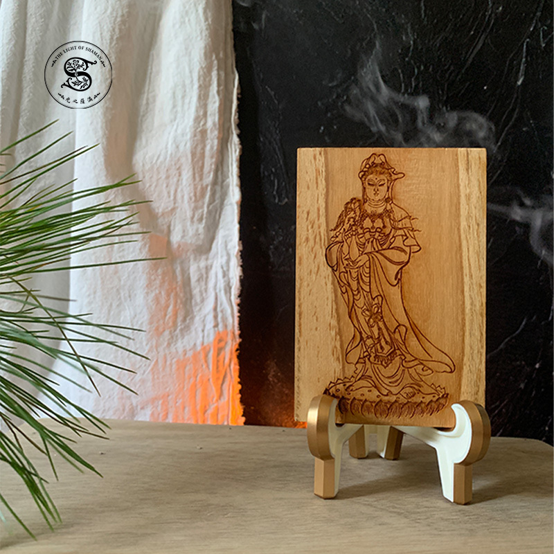 野生波羅蜜雷劈木 觀音立牌 （附支架）