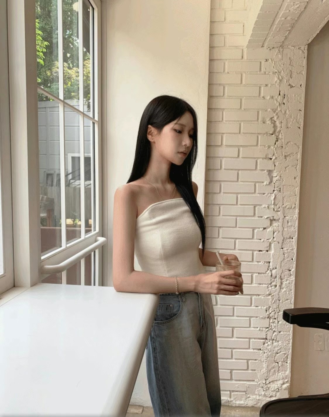 🇰🇷韓國 側拉鍊 不規則 抹胸Top!