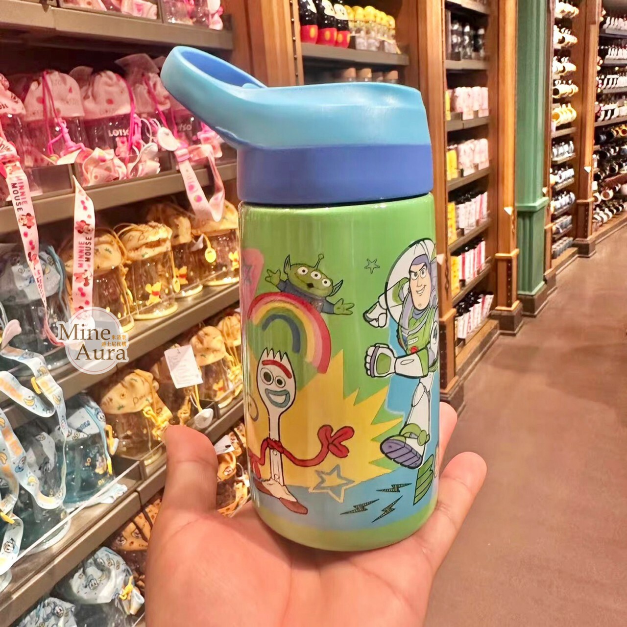 玩具總動員 Toy Story 角色集合 圖案 雙色杯蓋 手提設計 吸管 隨行杯 水壺 -上海迪士尼樂園