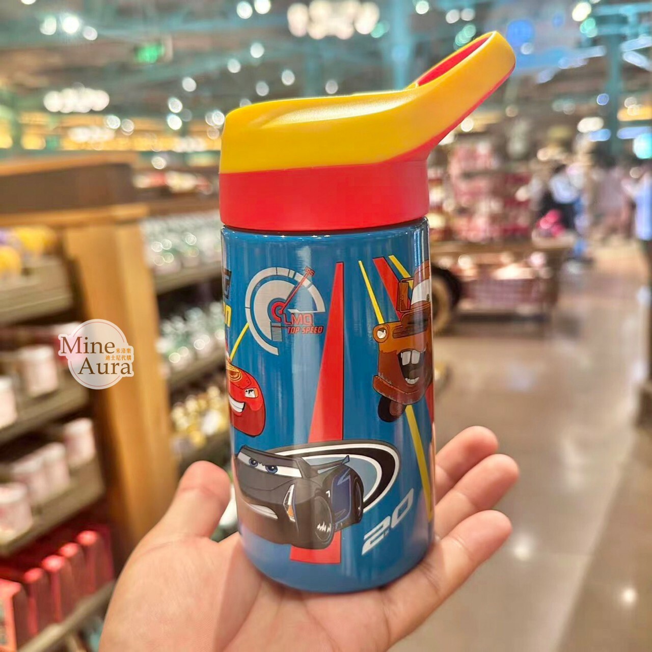 閃電麥坤 Lightning McQueen 角色集合圖案 雙色杯蓋 手提設計 吸管 隨行杯 水壺 汽車總動員 Cars -上海迪士尼樂園