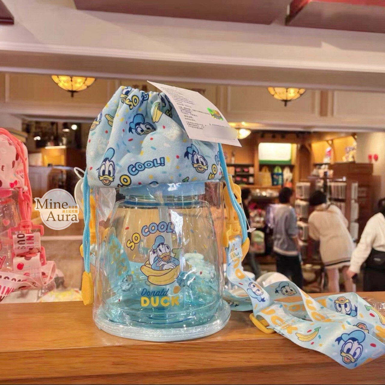 唐老鴨 Donald 大容量 胖胖壺 水壺 + 透明束口斜背袋 2入組 -上海迪士尼樂園