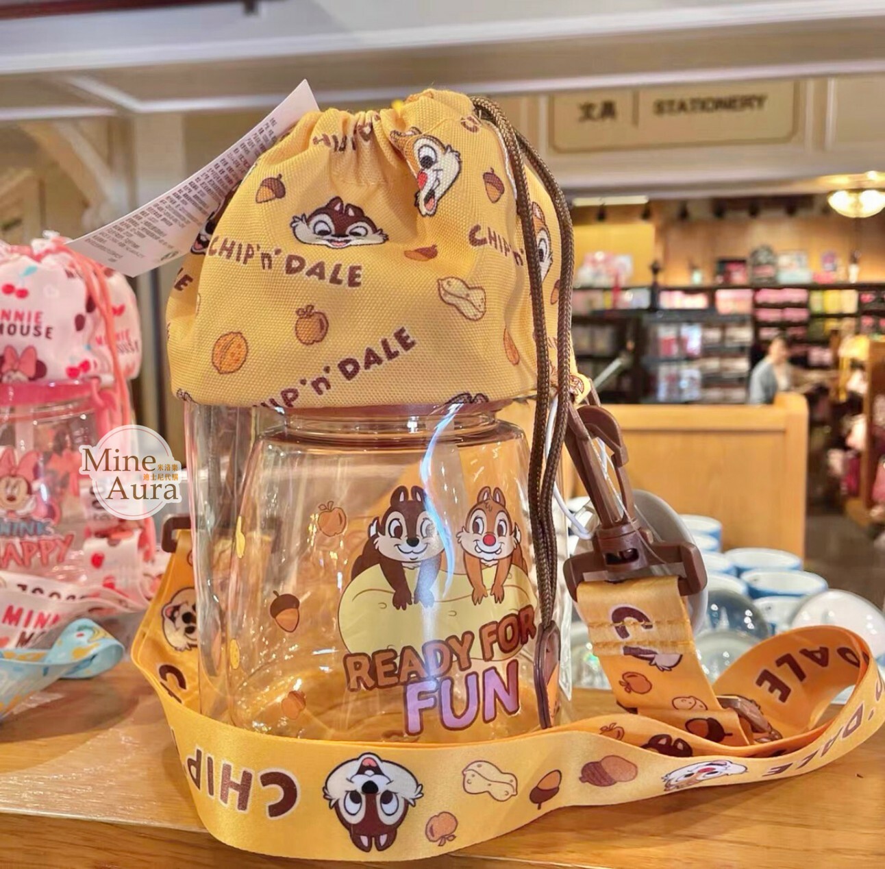 奇奇蒂蒂 Chip 'n Dale 大容量 胖胖壺 水壺 + 透明束口斜背袋 2入組 -上海迪士尼樂園