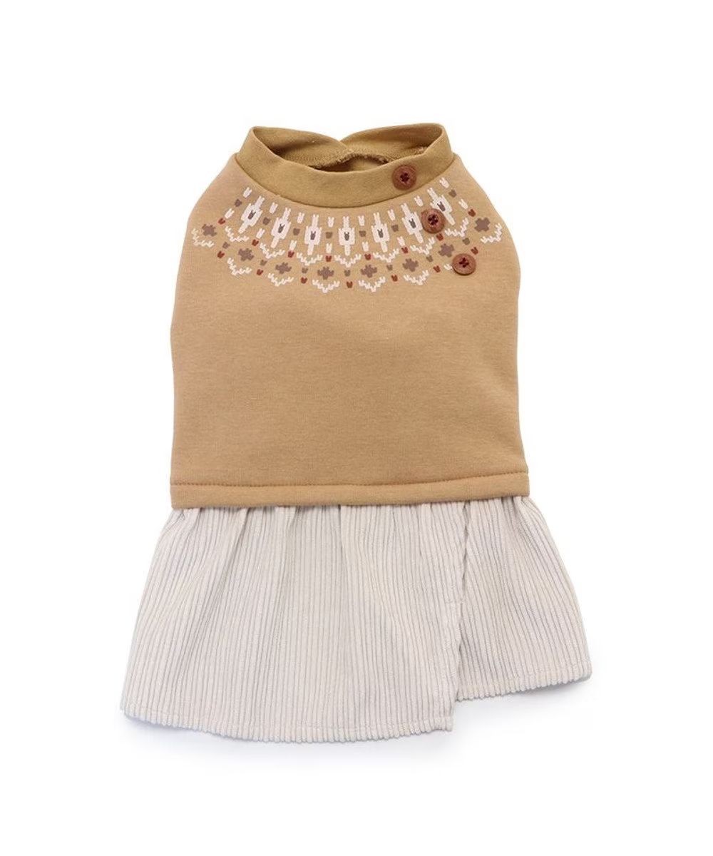 【Pet Paradise】Nordic Pattern Dress - Brown <633-17662>