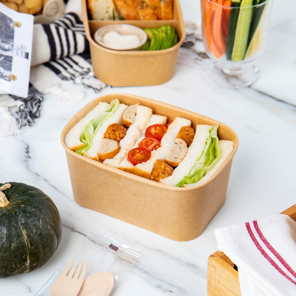 牛皮紙長方形碗 1000ml 3號