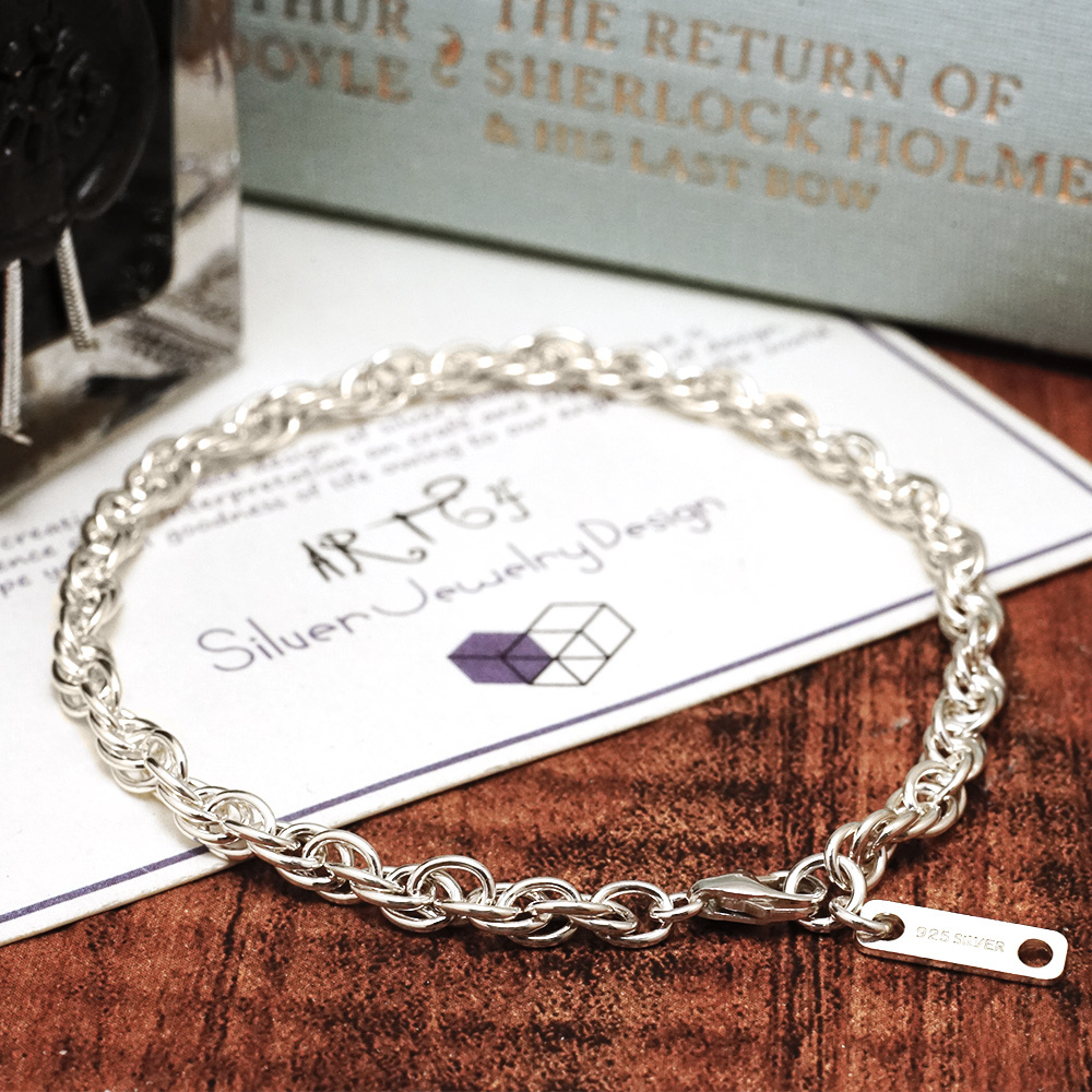 雙扣圓圈手鍊(4mm中寬鍊) 925純銀手鍊 ART64品牌經典手鍊