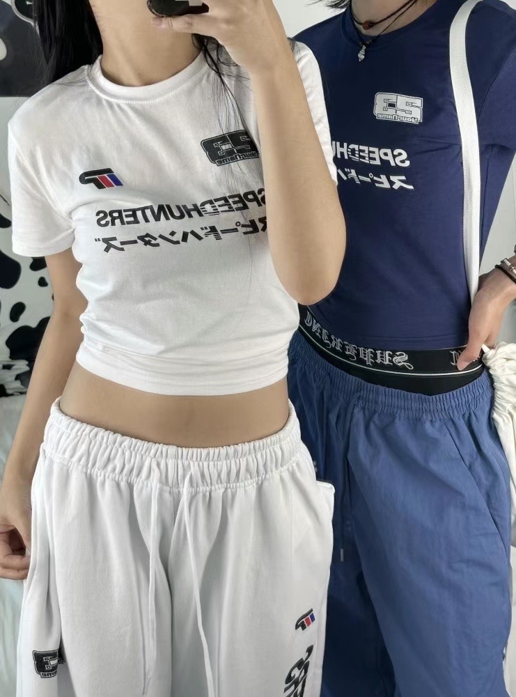 🇰🇷韓國 賽車風 短版 露肚 短袖Top