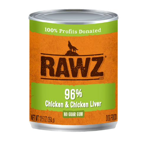 Rawz Meat Gum Free Cans For Dog - 96% Chicken and Chicken Liver．354g【12cans】