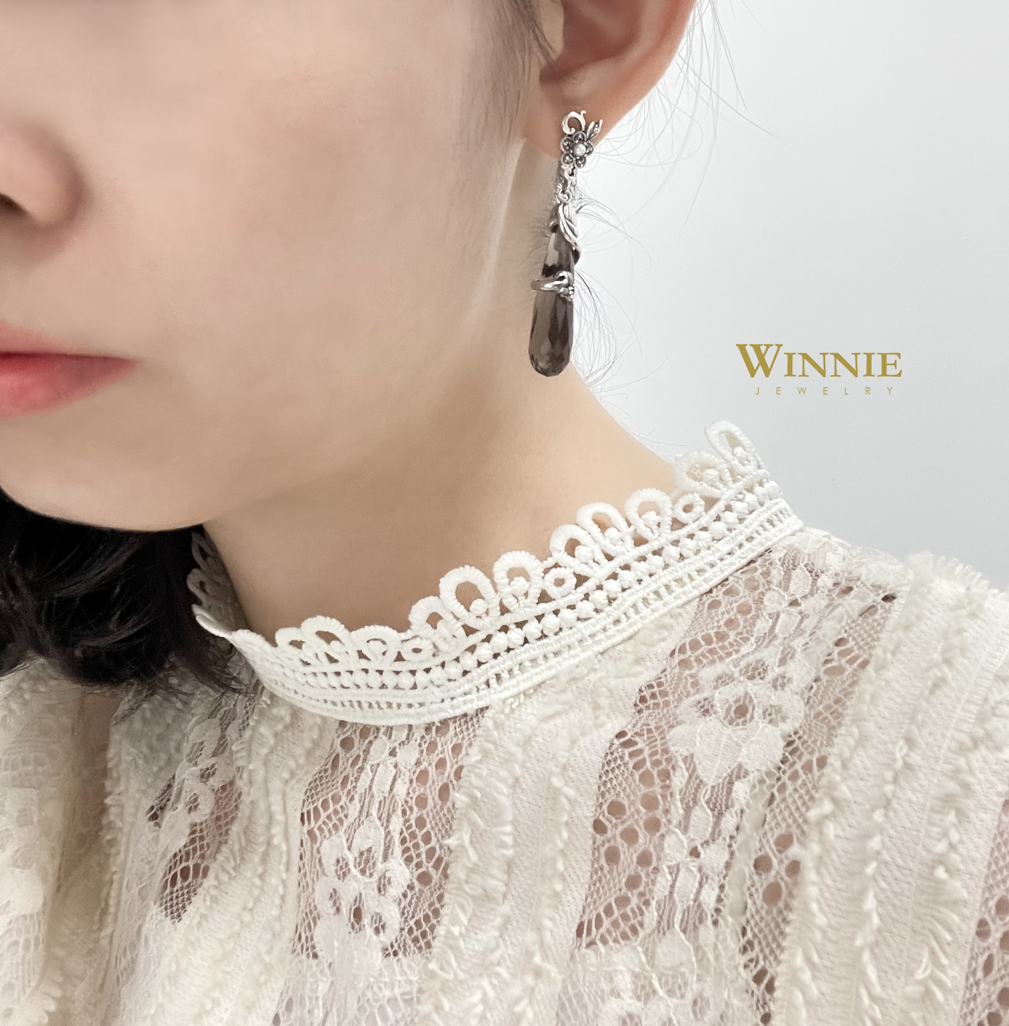 茶晶藤蔓耳環（OP1797）