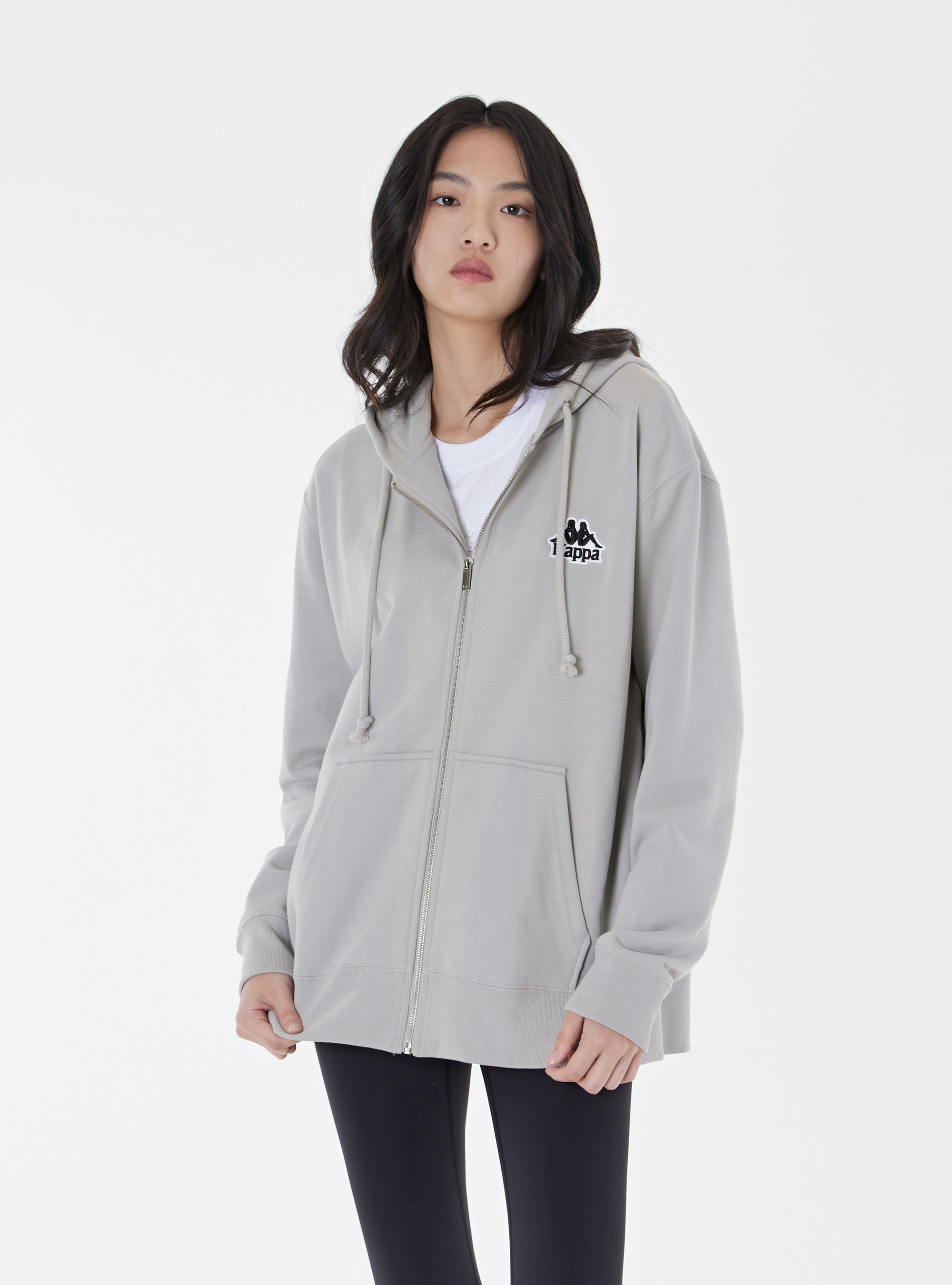 男女適穿 經典Logo素色長袖連帽外套