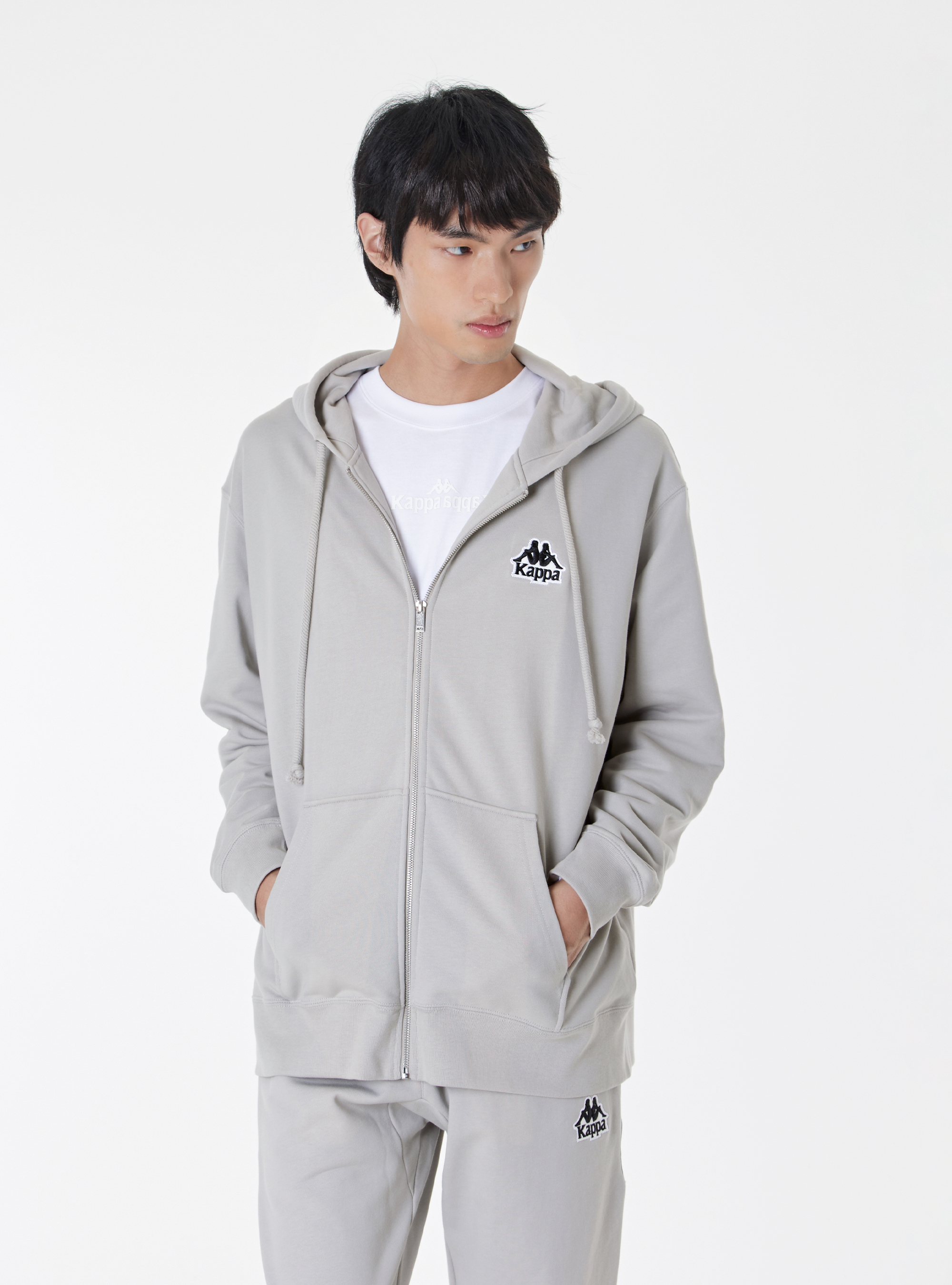 男女適穿 經典Logo素色長袖連帽外套