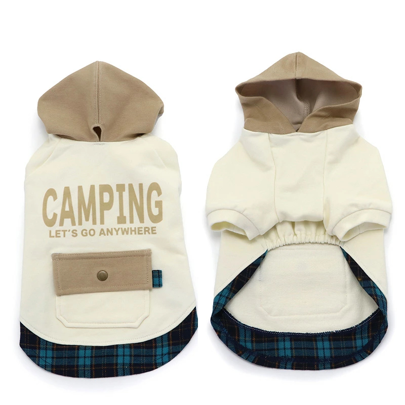 【Pet Paradise】White Check Hoodie with Pocket <550-17619>