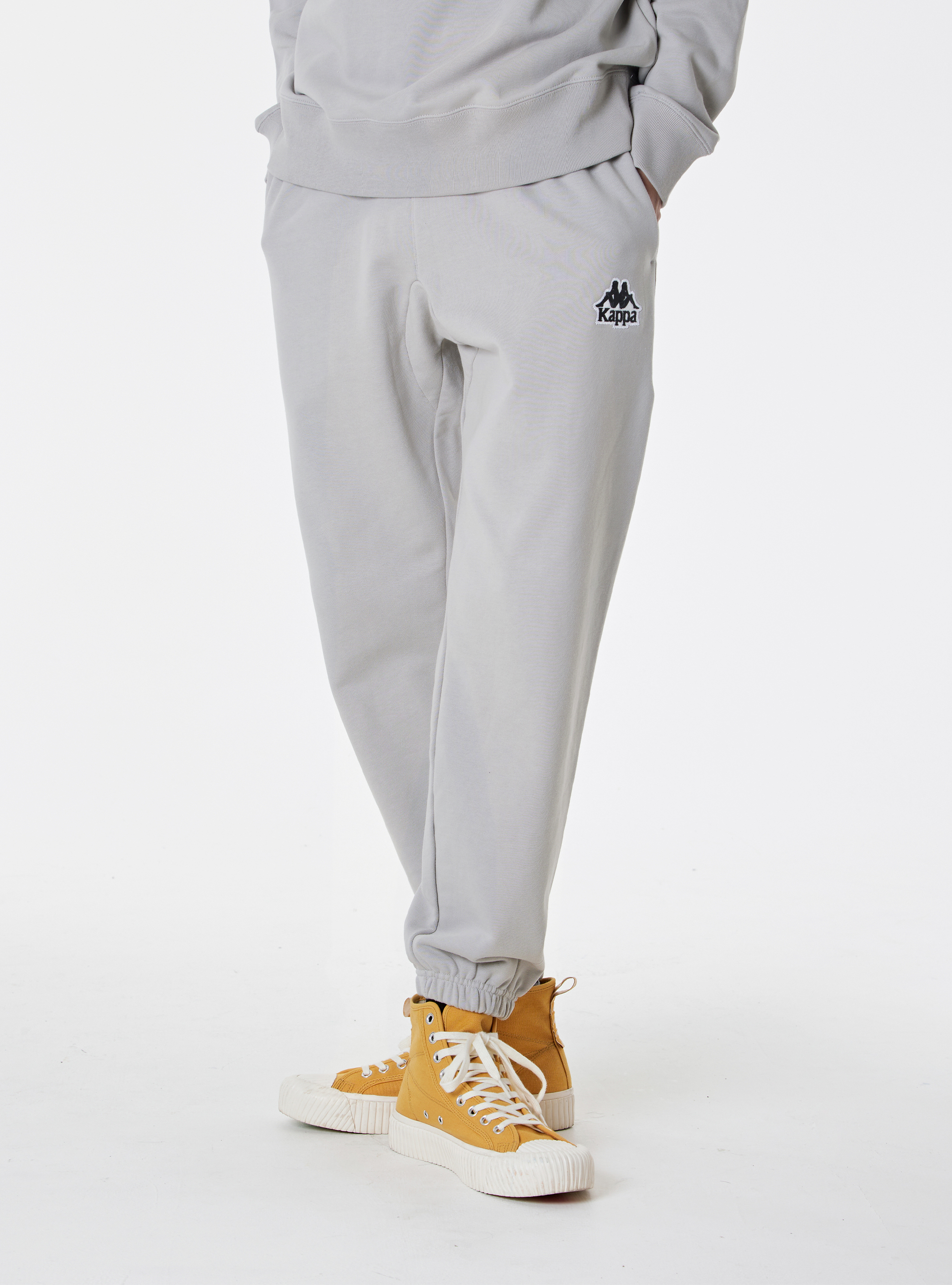 男女適穿 棉質刺繡Logo縮口長褲