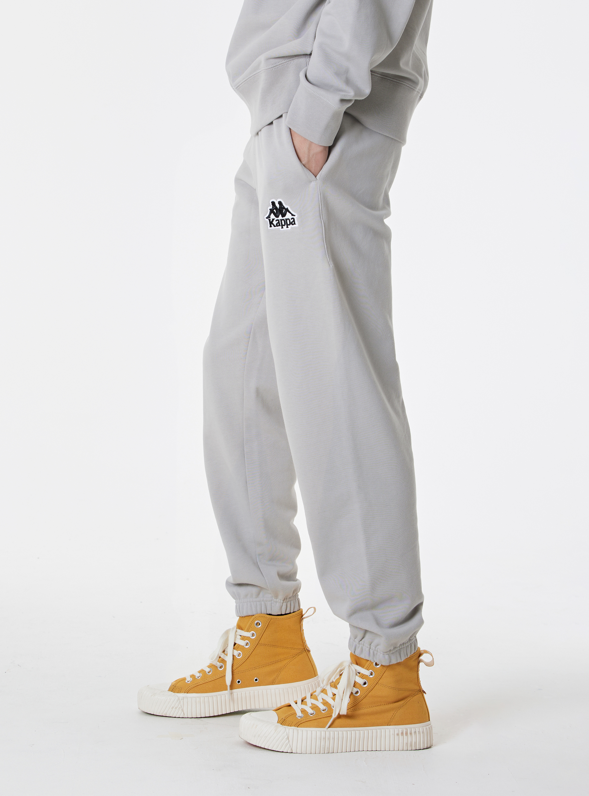 男女適穿 棉質刺繡Logo縮口長褲