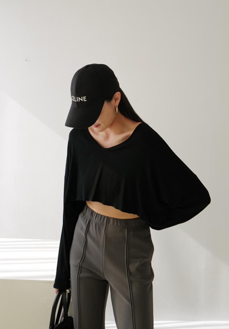 微秋涼涼V領坑條短上衣*5色