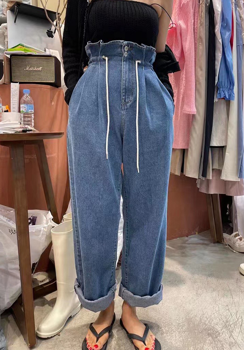 花苞抽繩牛仔寬褲*2色