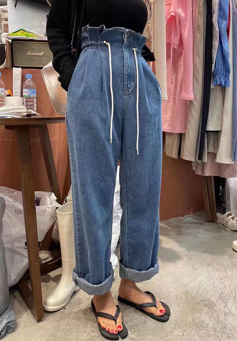 花苞抽繩牛仔寬褲*2色