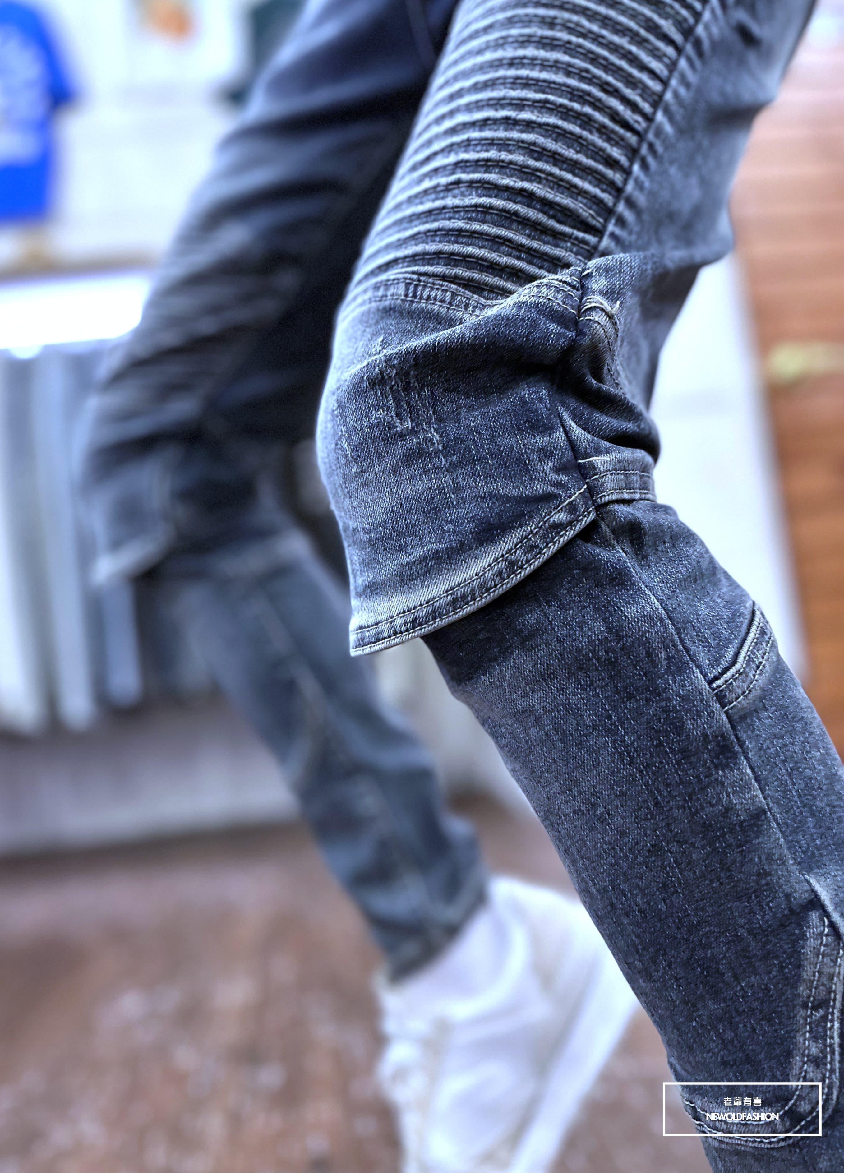 『新品上市』重磅深藍波浪機車補丁小直筒(NOF23085020)