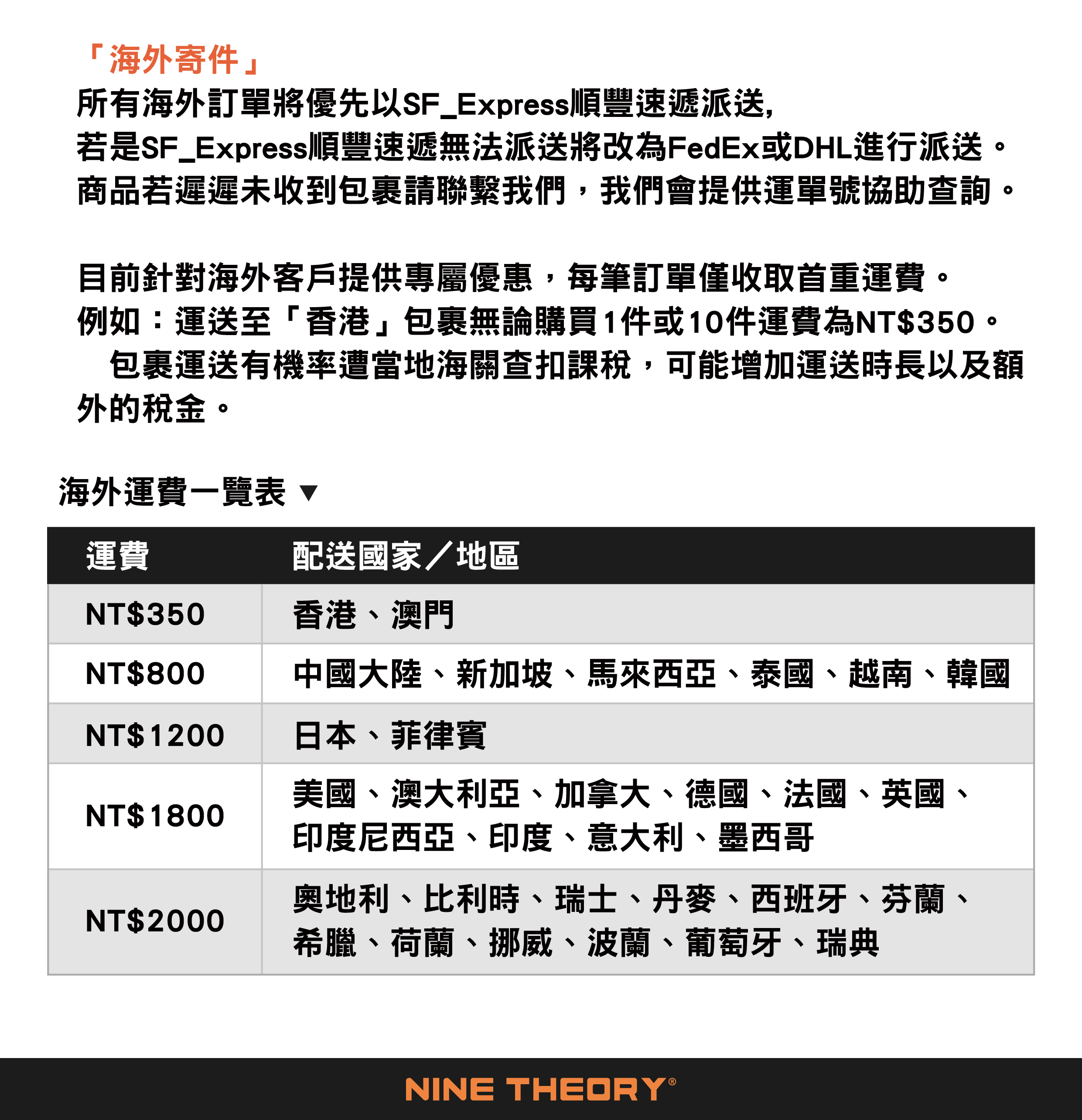 NINETHEORY包裹運送寄件須知3