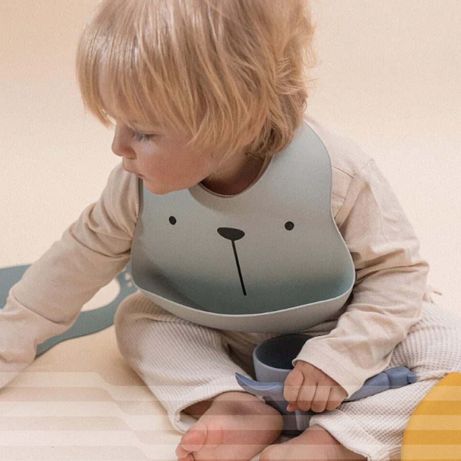 德國the cotton cloud食用級矽膠圍兜-小熊款2入