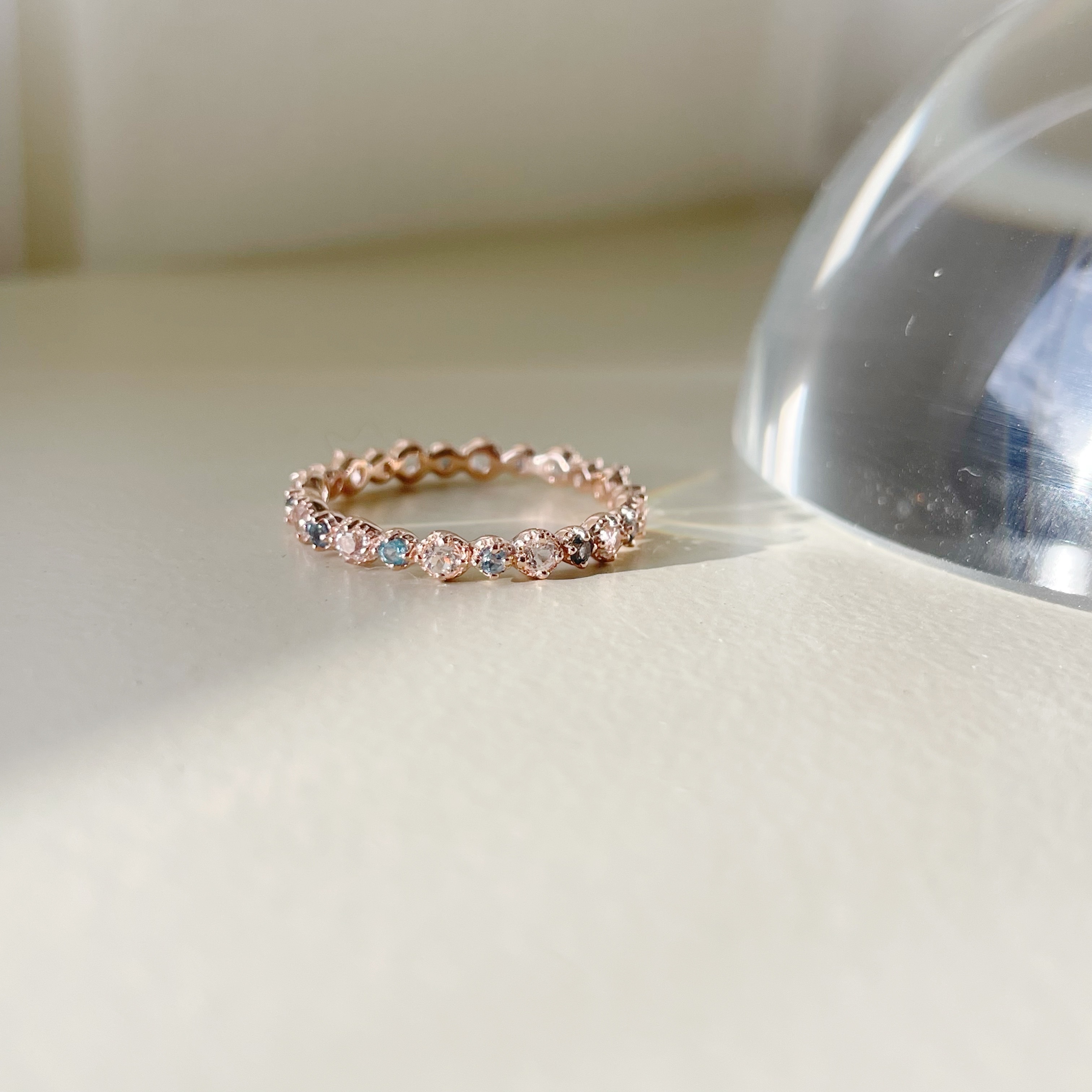 整圈小四爪倫敦托帕石戒指