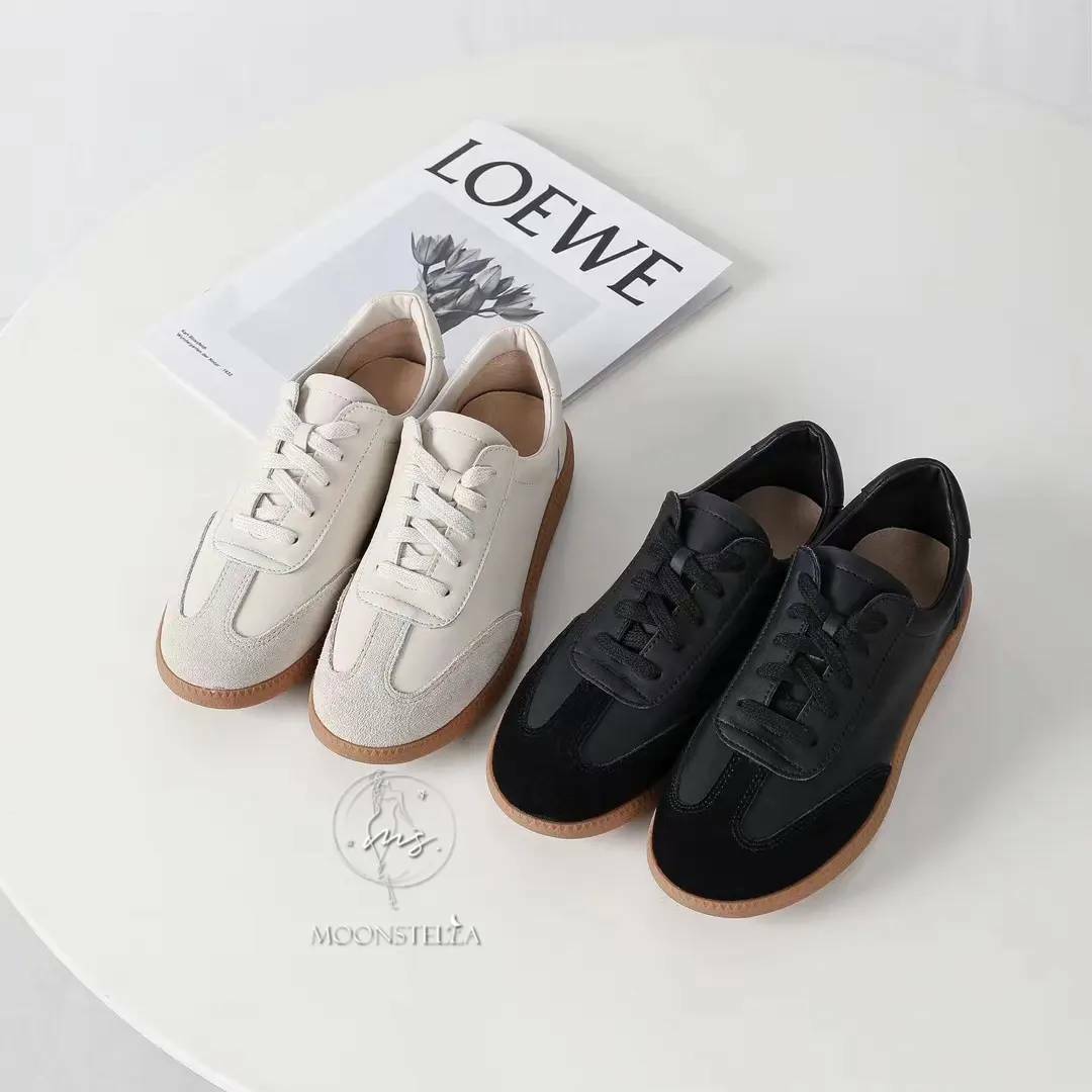 韓版焦糖底真皮休閒鞋