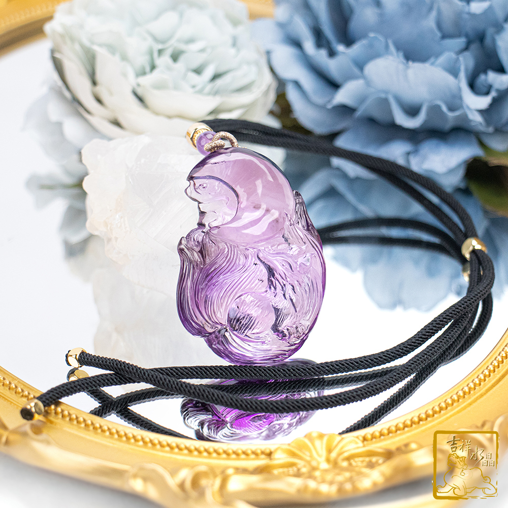 Amethyst Nine-Tailed Fox-Fairy Necklace 60.3g