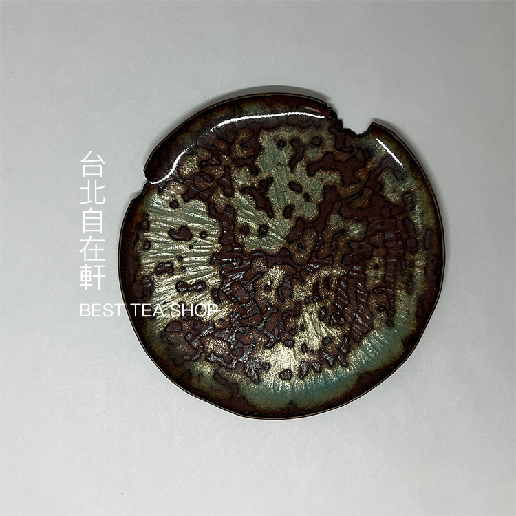 茶香自在】鏨工房金工紅銅製琺瑯手工荷葉小茶盤