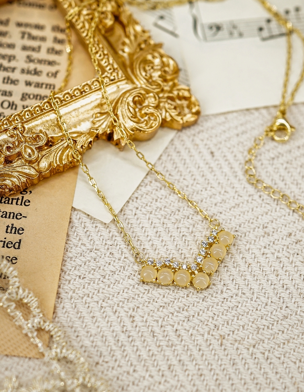 皇室復古✧V型寶石項鍊