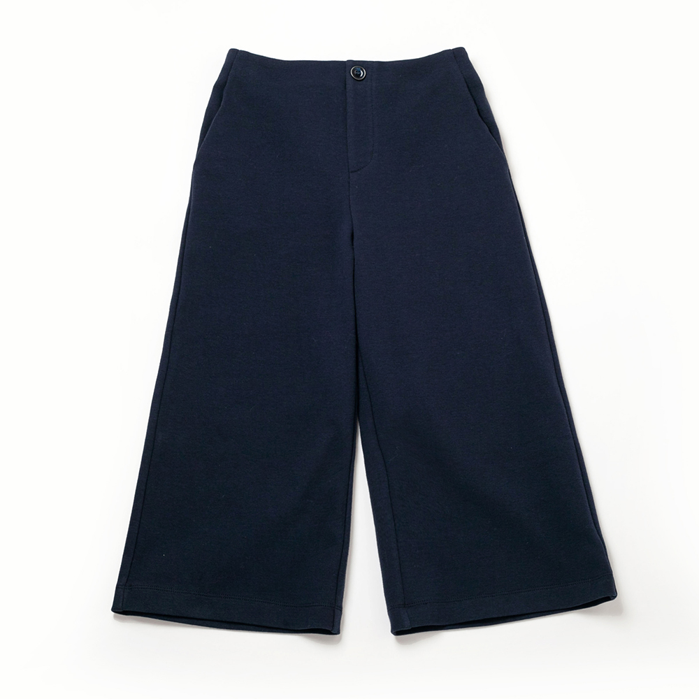 PIPPY百搭素色棉質寬褲 藍