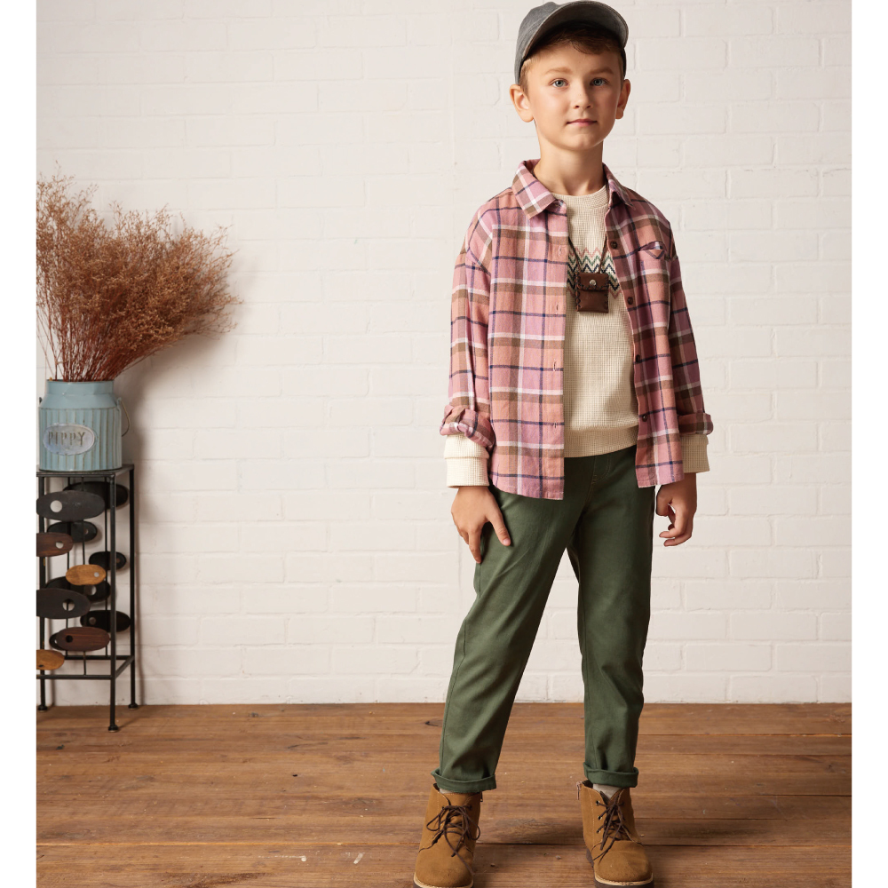 PIPPY休閒直筒棉質長褲 綠