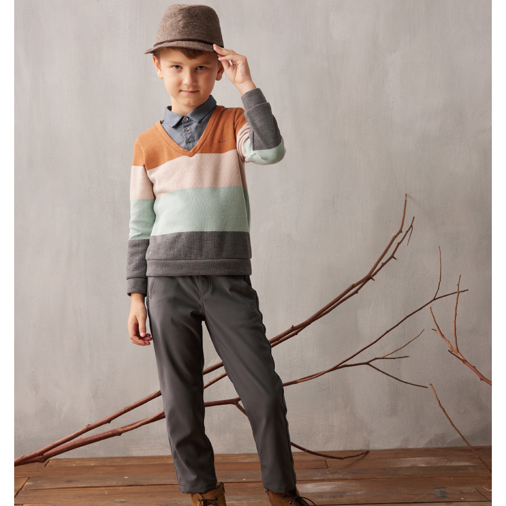 PIPPY 寬版條紋假兩件翻領上衣 綠