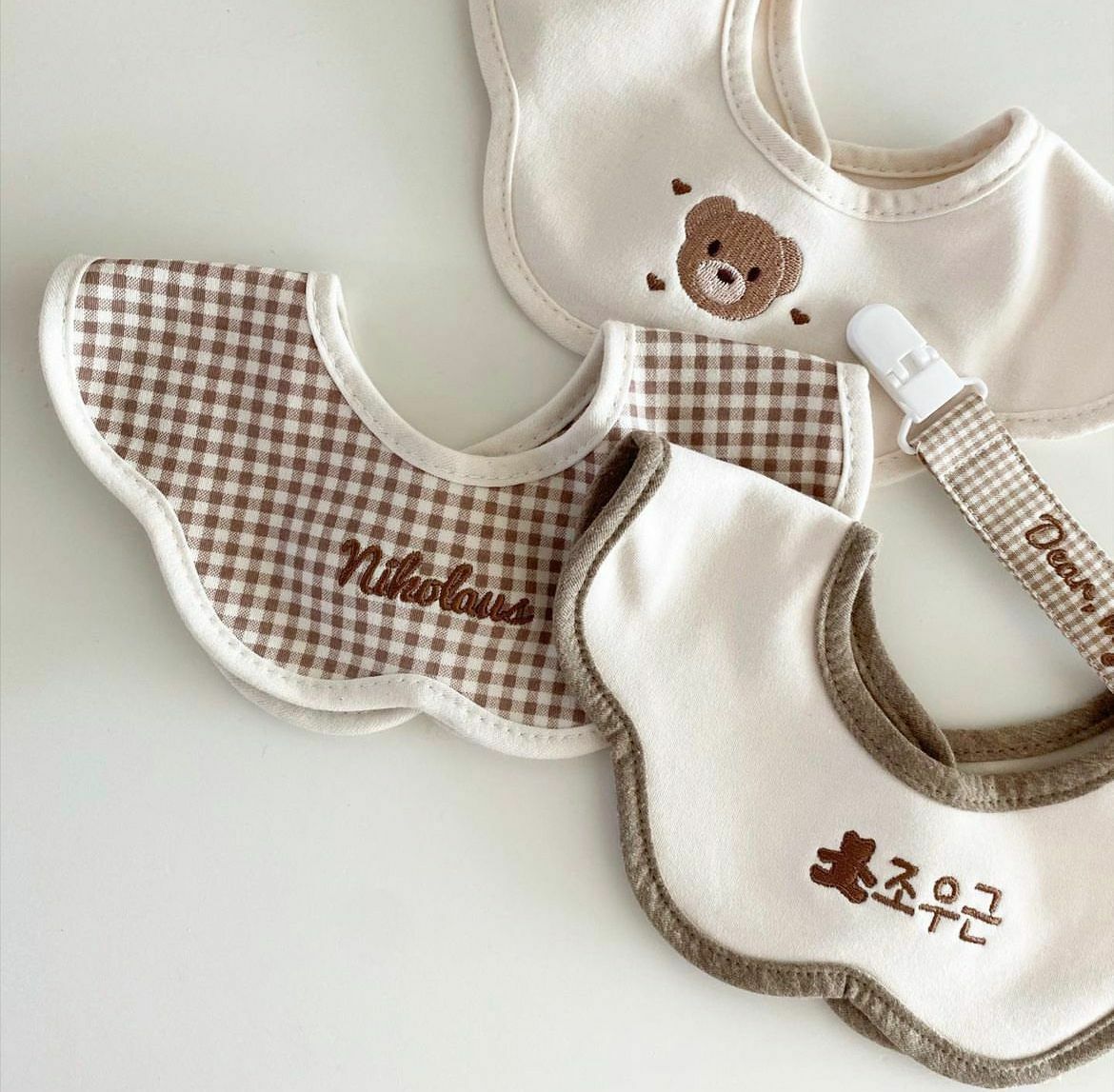 🇰🇷SonBébé 刺繡四季用純棉口水巾 三件套