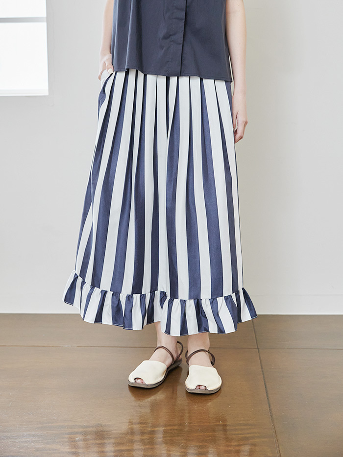 沿途風景條紋擺裙