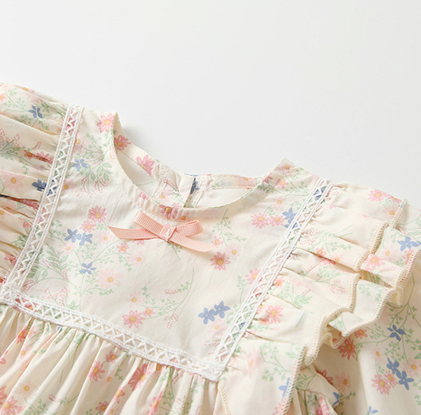 H202BE_A8_C:  米色小碎花裙連娃娃帽(pre-order)