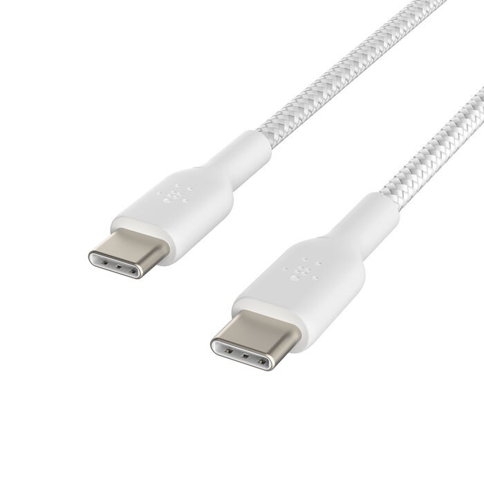 BELKIN USB-C 至 USB-C 編織充電線纜 - 白色