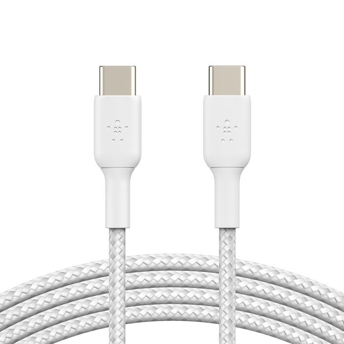 BELKIN USB-C 至 USB-C 編織充電線纜 - 白色
