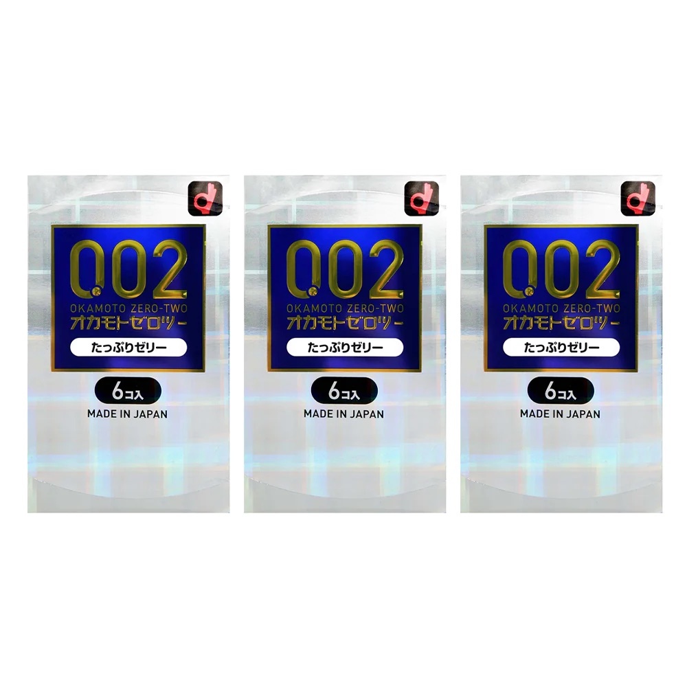 日版岡本 0.02 滑劑加量PU安全套 （6片裝）三盒裝