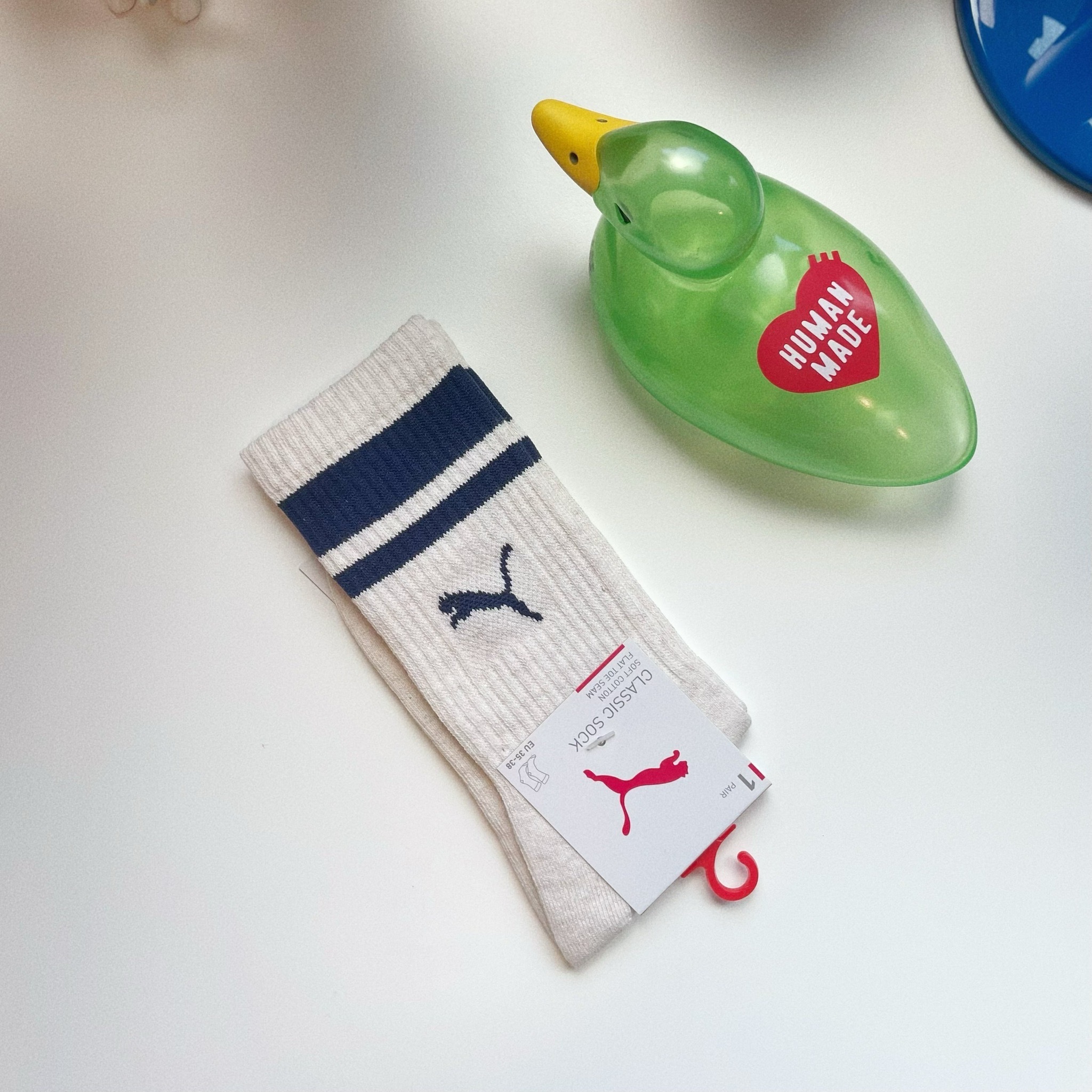 PUMA Classic Socks 燕麥奶茶 深藍 條紋 棒球襪 小腿襪 長襪 襪子 BB109226