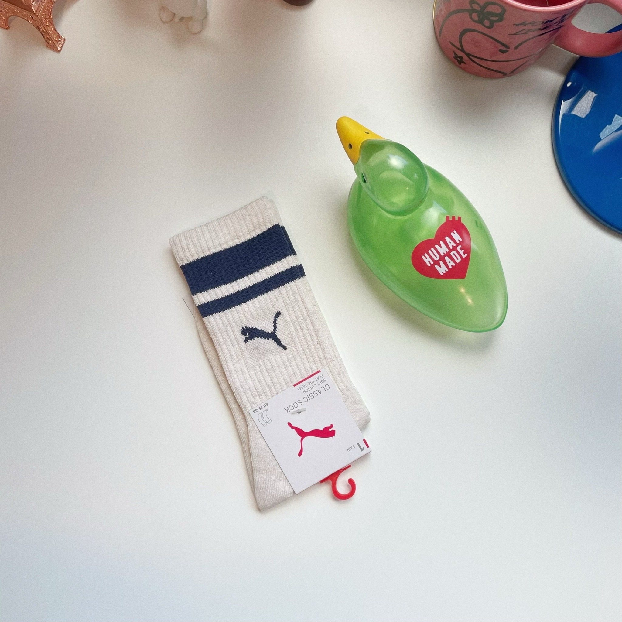 PUMA Classic Socks 燕麥奶茶 深藍 條紋 棒球襪 小腿襪 長襪 襪子 BB109226