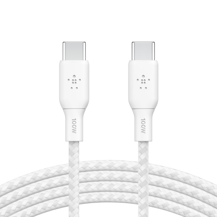 BELKIN BRAIDED  USB-C 至 USB-C 100W 連接線 -白色