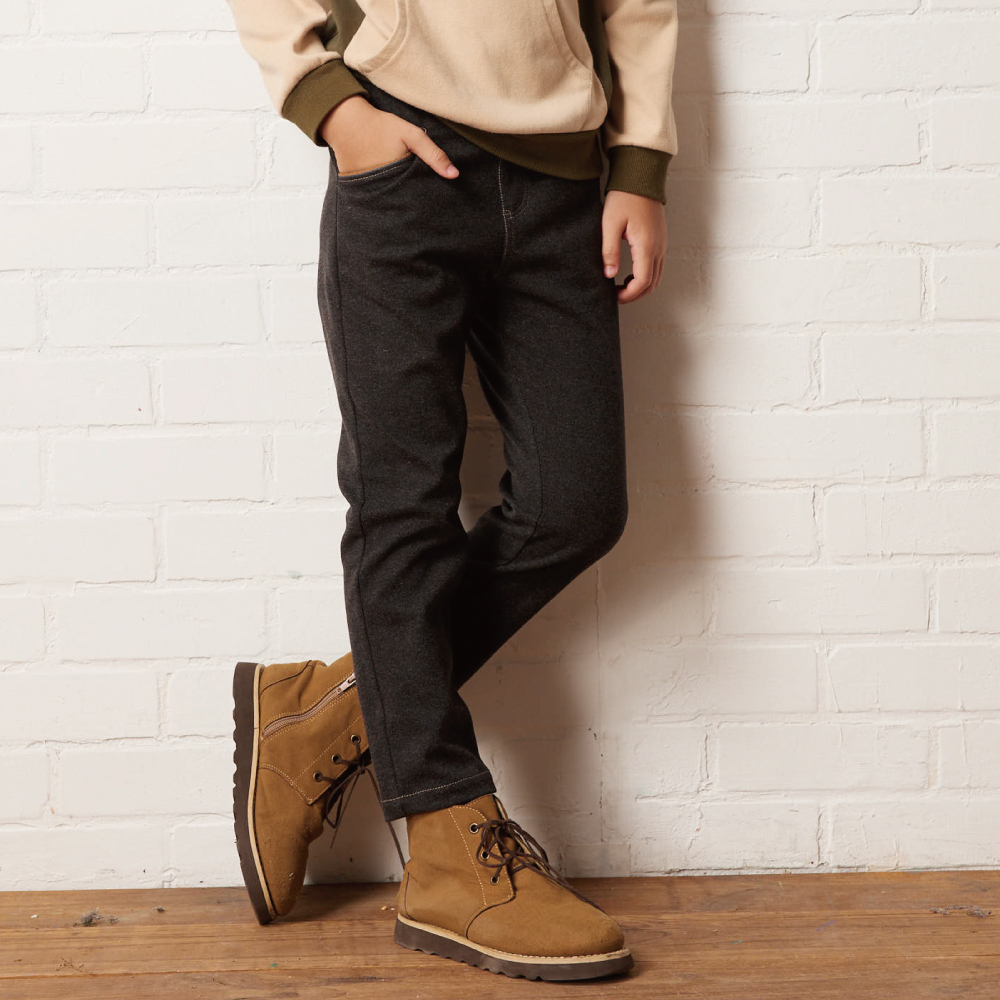 PIPPY帥氣彈性棉休閒長褲 褐.灰