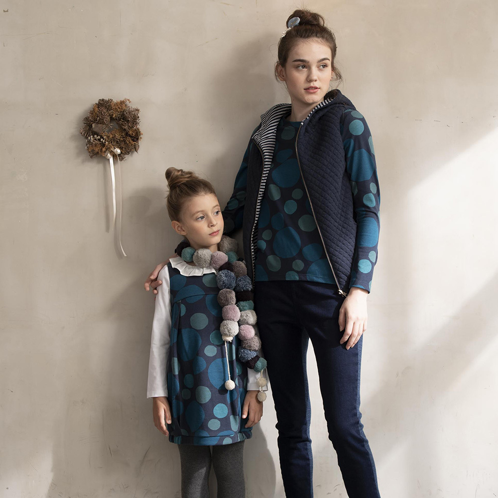 PIPPY前短後長圓點點棉質上衣 藍