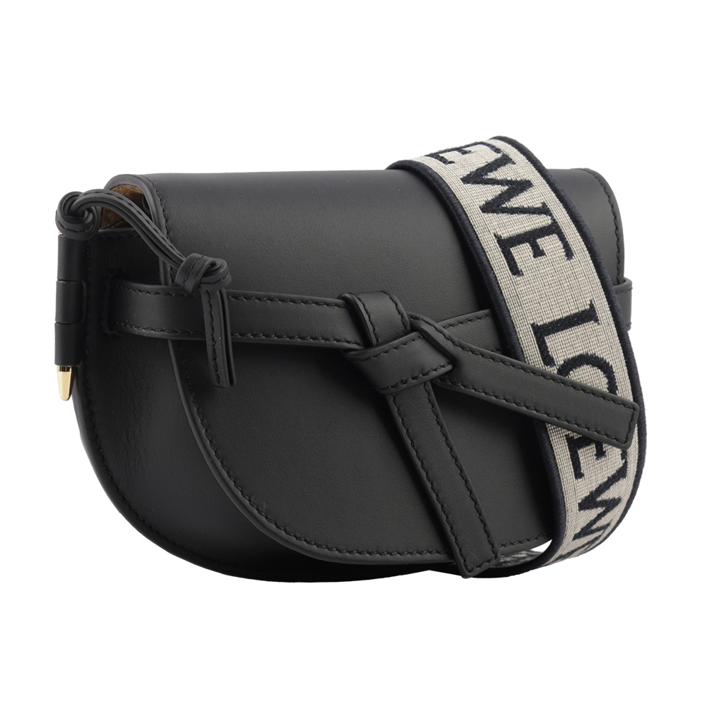 【LOEWE】Gate Mini 新款柔軟小牛皮緹花背帶馬鞍斜背/腰包